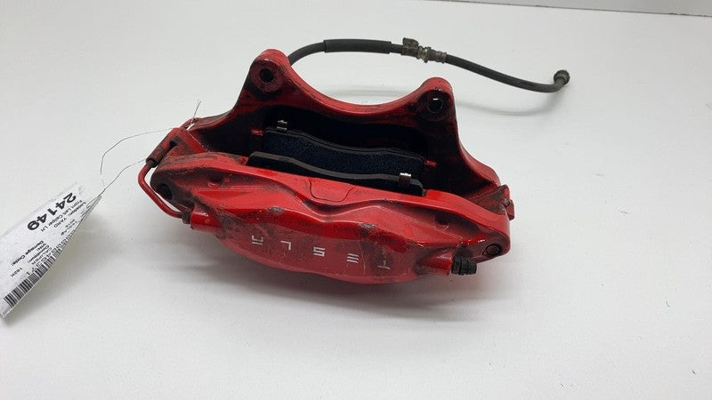 2012-2020 Tesla Model S Front Driver Side Caliper Red w/ Brake Hose Li