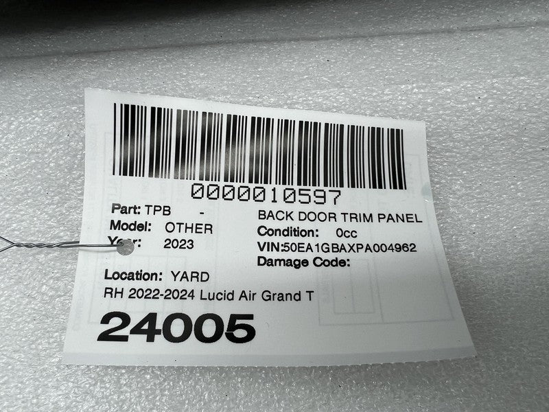 ⭕ 2022-2024 Lucid Air Grand Touring Rear Passenger Door Panel Trim Card Right RH