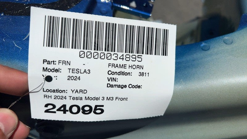 ⭕ 24-25 Tesla Model 3 Front Right A + B Pillar Structural Rail Frame Horn Blue