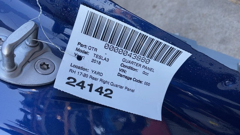 ⭕2017-2020 Tesla Model 3 Rear Passenger Quarter Panel Structural Frame Cut Right