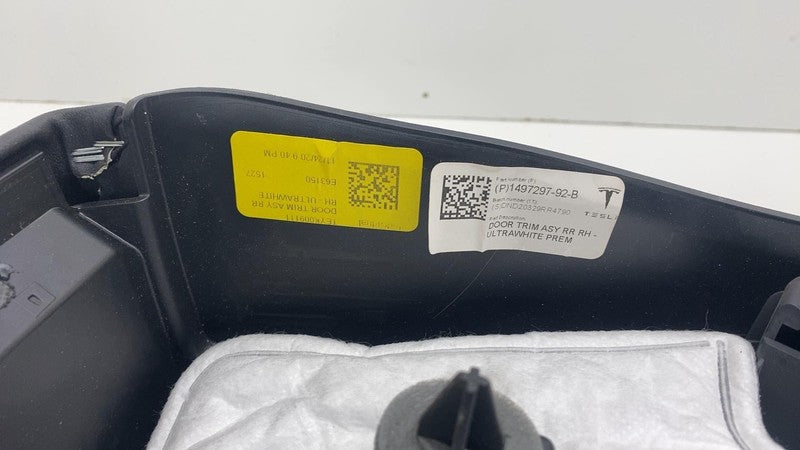 ⭕ 20-24 Tesla Model Y Rear Door Panel Trim Card Black Right -White 149