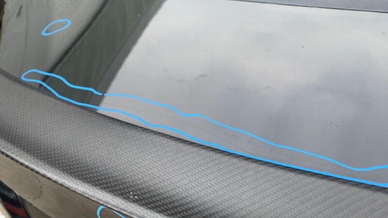 E6 43R-000319 2012-2015 Tesla Model S Rear Tailgate Hatch Panel w/ Liftgate Glass Black - PBSB