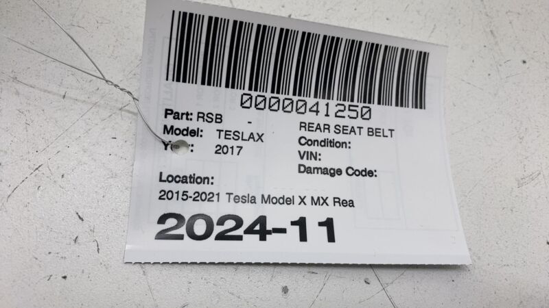 1089186-05-A 16-20 Model X Rear 2nd Row Seat Left or Right Seat Belt & Retractor 1089186-05-A