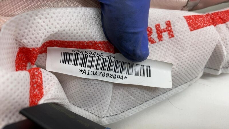 100526200B 2012-2020 Tesla Model S Passenger Side Roof Curtain Safety Airbag Right Assembly