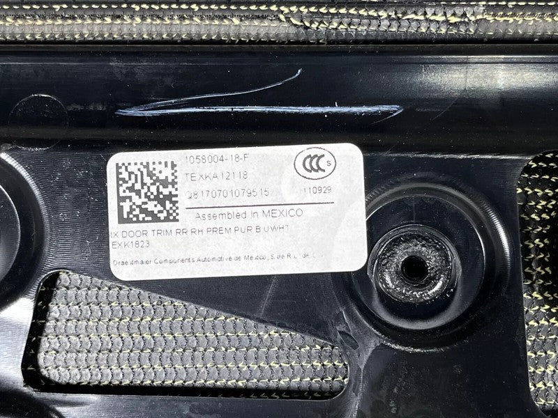 105800418F ⭕ 16-20 Model X Rear Right Carrier Door Panel Trim Pad w/ Card Mold 1058004-18-F