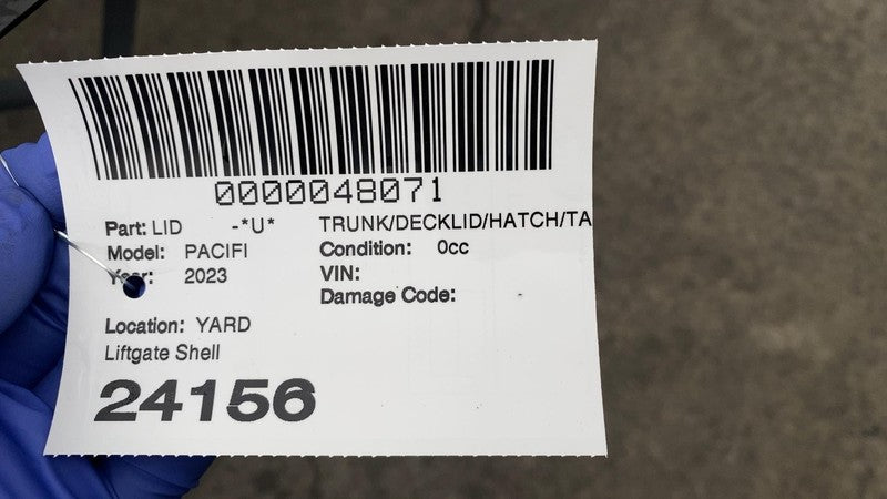 2021-2024 Chrysler Pacifica Trunk Tailgate Liftgate Decklid Shell Pane