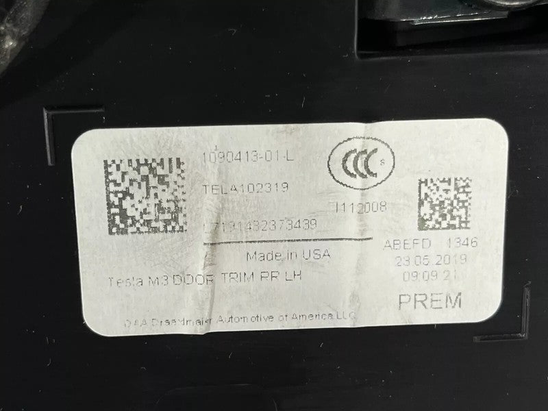 107974200A ⭕ 2017-2020 Tesla Model 3 Rear Interior Door Panel Trim Card Left 1090413-01-L