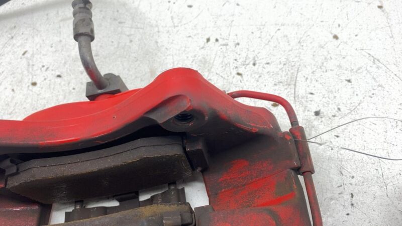 1042642-01-A 2012-2020 Tesla Model S Rear Passenger Side Caliper Red w/ Brake Hose Line Right
