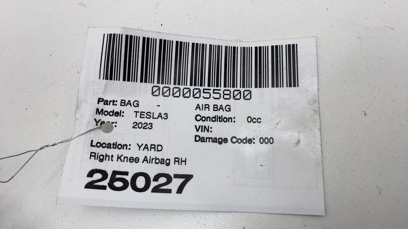 107782600D 2017-2023 Tesla Model 3 Passenger Side Lower Knee Safety Airbag Module Right RH