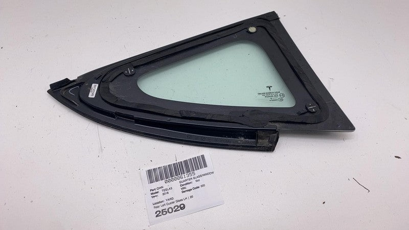 108070300F ⭕ 2017-2020 Tesla Model 3 Rear Left Quarter Fixed Window Glass OEM 1080703-00-F