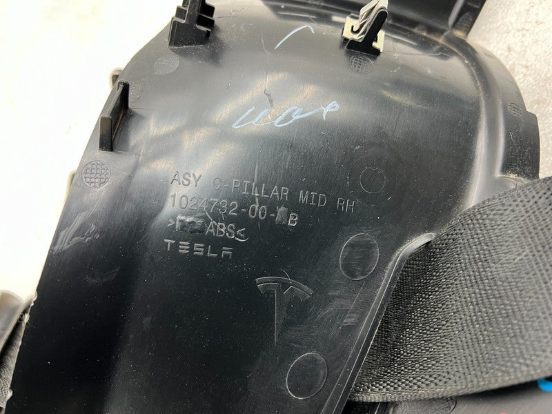 ⭕ 12-15 Model S Rear Right C-Pillar Middle Trim Cover w/ Seat Belt 102