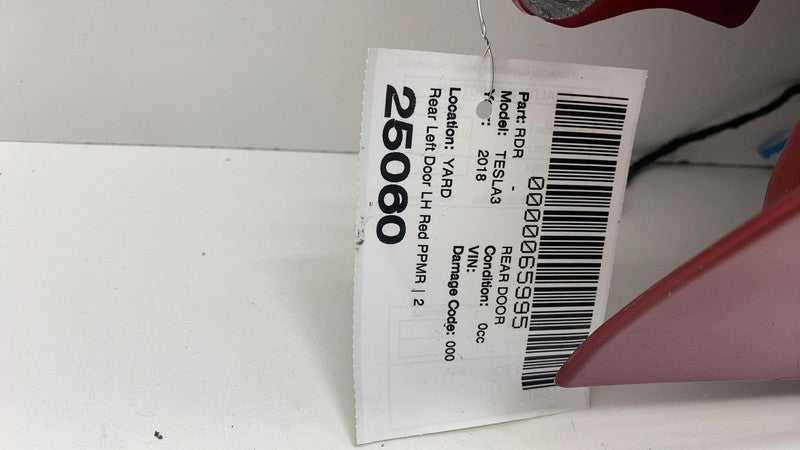 ⭕ 2017-2020 Tesla Model 3 M3 Rear Driver Side Door Shell Panel Left LH Red PPMR