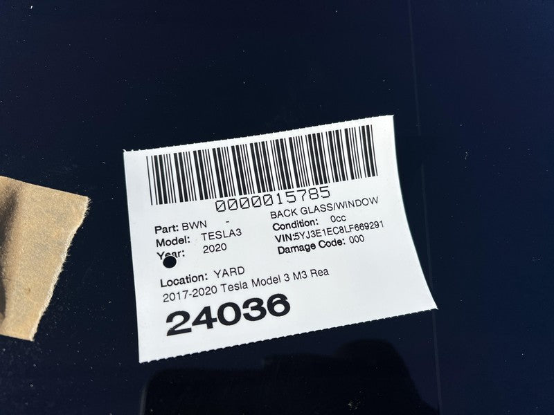 ⭕ 17-20 Model 3 M3 Rear Trunk Panoramic Backlite Glass Back Section 14