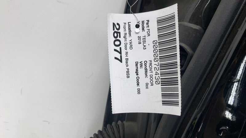 ⭕ 2017-2020 Tesla Model 3 Front Passenger Side Door Shell Panel Right Black PBSB