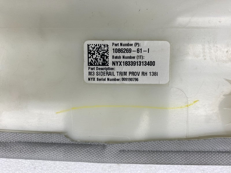 108626961I ⭕17-23 Model 3 Rear Right C-Pillar Upper Side Rail Trim Panel Cover 1086269-61-I