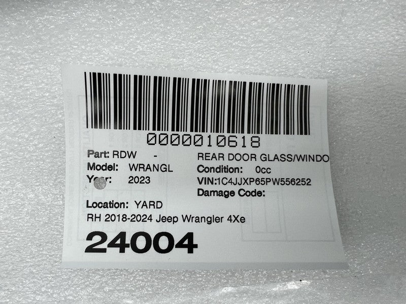 ⭕2018-2024 Jeep Wrangler 4XE Rear Passenger Side Door Window Glass Rig