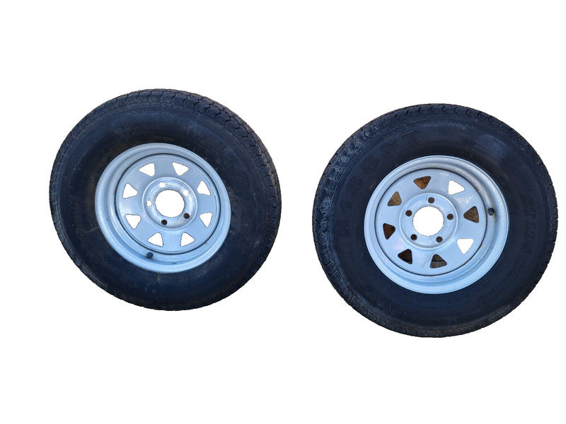 ⭕ Radial Trailer 13" Wheel Rim 13x4.5 w/ Tire ST185/80 H188ST 8-Spoke White x2