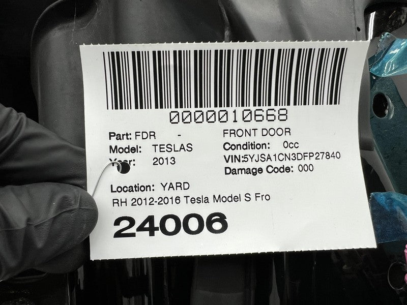 2012-2015 Tesla Model S Front Passenger Side Door Shell Panel Right Black - PBSB