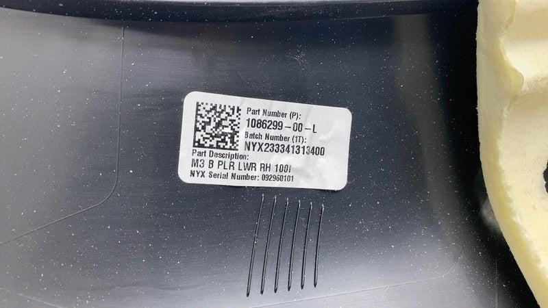 108629900L ⭕ 2017-2023 Tesla Model 3 M3 Right B-Pillar Lower Trim Cover Panel 1086299-00-L