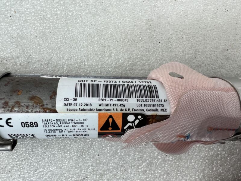 1005261 00 H 2012-2020 Tesla Model S Driver Side Roof Curtain Safety Airbag Left LH Assembly