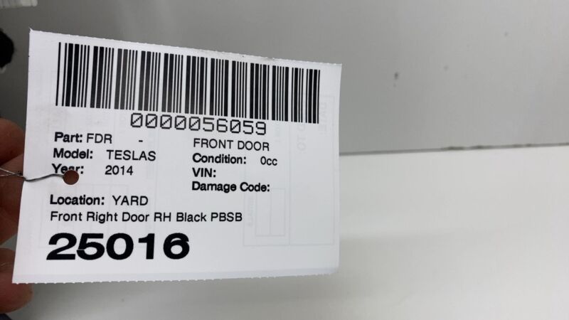 2012-2015 Tesla Model S Front Passenger Side Door Shell Panel Right Black - PBSB