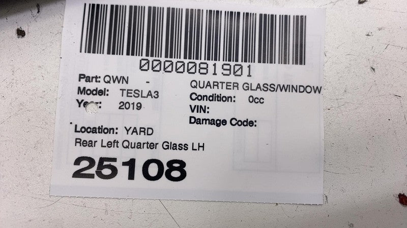 1080703-00 ⭕ 2017-2020 Tesla Model 3 Rear Left Quarter Fixed Window Glass LH OEM 1080703-00