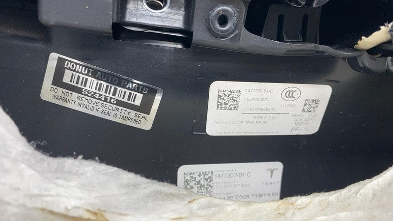 1477302-91-C ⭕ 2017-2020 Tesla Model 3 Front Interior Door Panel Trim Card Right 1477302-91-C