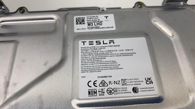 ⭕ 17-23 Model 3 MCU Media Control Unit Service Car Computer Module 168