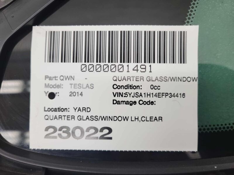 2012-2020 Tesla Model S MS Rear Driver Side Quarter Fixed Glass Left LH Assembly