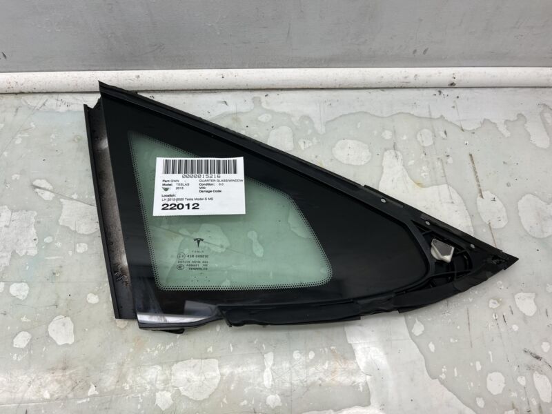 2012-2016 Tesla Model S MS Rear Driver Side Quarter Fixed Glass Left LH Assembly