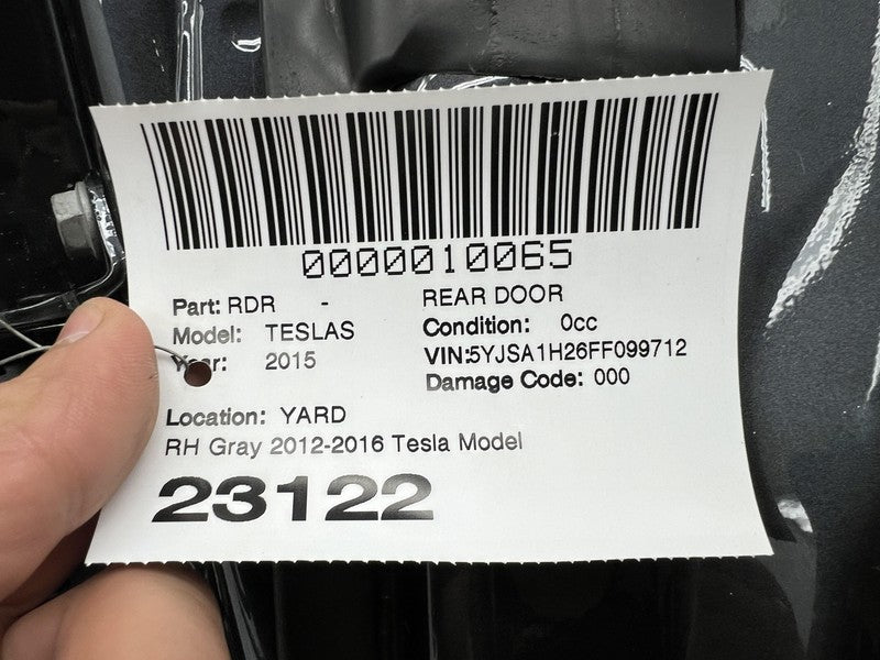 2012-2015 Tesla Model S Rear Passenger Side Door Shell Panel Right Gra