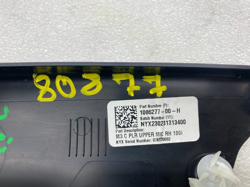 108627700H ⭕ 17-23 Model 3 Rear Passenger Side C-Pillar Upper Trim Cover Right 1086277-00-H