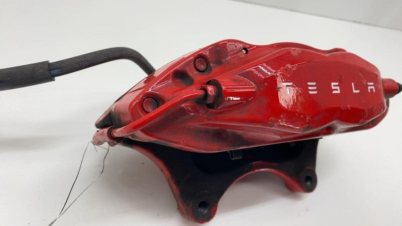 2012-2020 Tesla Model S Front Passenger Side Caliper Red + Brake Hose Line Right