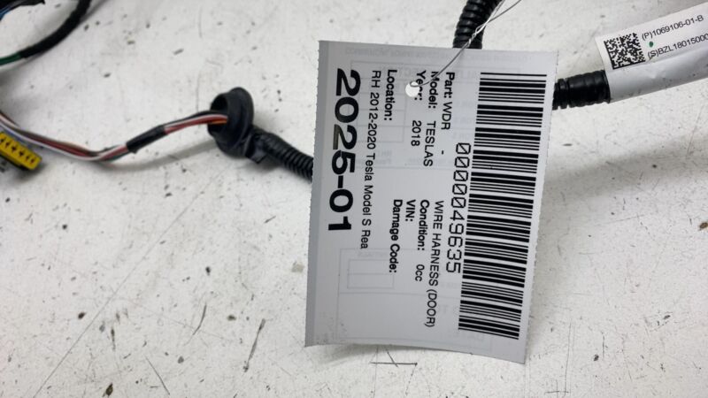 106910601B 2012-2020 Tesla Model S Front Driver Side Door Wiring Harness Cable Wire Left LH