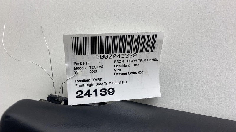 🍩 21-23 Tesla Model 3 Front Passenger Side Interior Door Panel Trim Ca