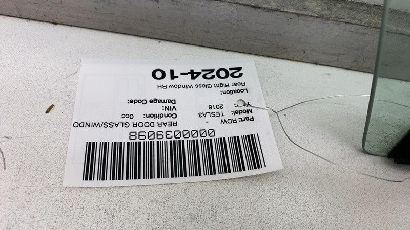 ⭕17-23 Tesla Model 3 Rear Passenger Side Door Window Glass Right Singl