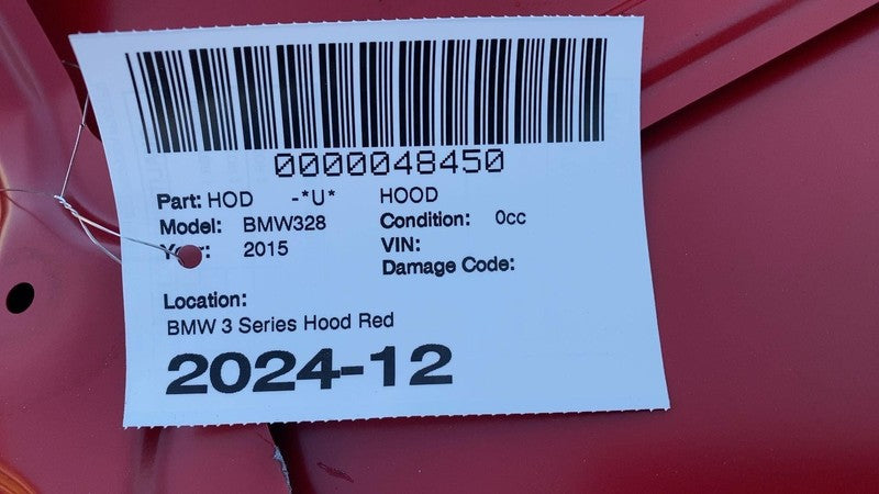 2012-2018 BMW 3-Series 328d 328i 320i 330i 428i Hood Bonnet Panel Assembly Red
