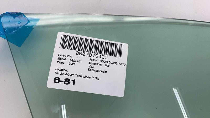 ⭕ 2020-2024 Tesla Model Y Right Passenger Front Door Window Glass Lami