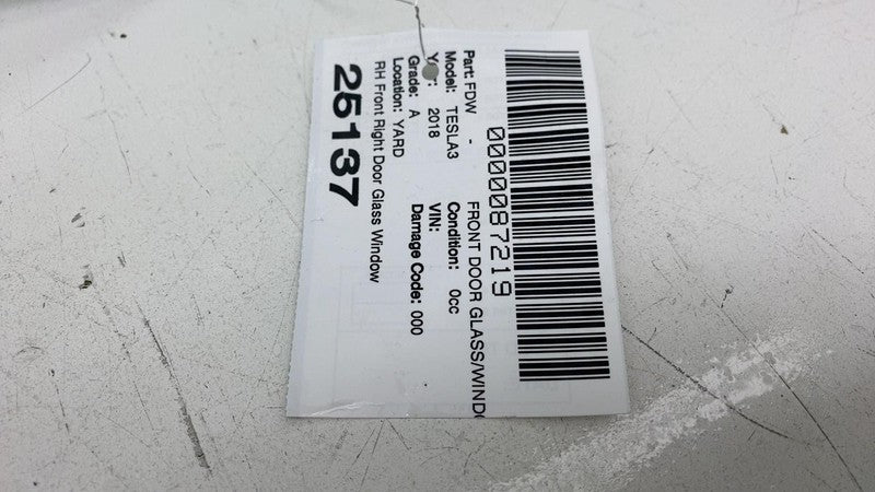 ⭕ 2017-2020 Tesla Model 3 Front Passenger Door Window Glass Right (Sin
