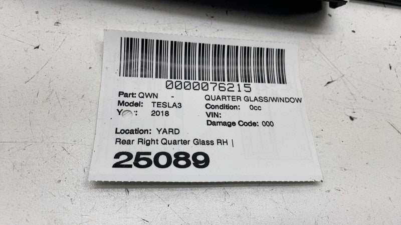 1080706-00 ⭕ 2017-2020 Tesla Model 3 Rear Right Quarter Fixed Window Glass OEM 1080706-00