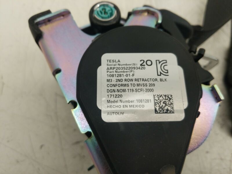 2017-2023 Tesla Model 3 M3 Rear Left or Right 2nd Row Seatbelt Retractor LH = RH