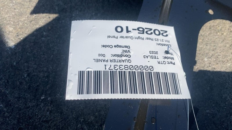 ⭕ 2021-2023 Tesla Model 3 Rear Passenger Side Quarter Panel Skin Cutout Right RH
