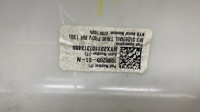 ⭕ 17-23 Model 3 M3 Rear Passenger Side Rail Trim Cover Panel Right 108