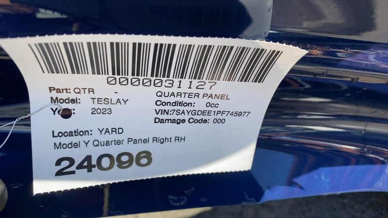 ⭕ 2020-2023 Tesla Model Y Rear Left Quarter Panel Structural Cutout LH Blue PPSB