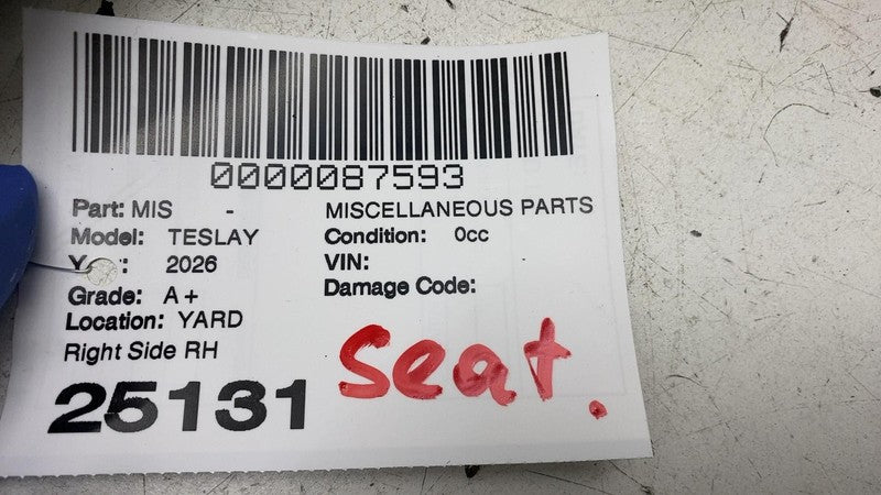⭕25-26 Tesla Model Y Front Right Seat Outboard Trim Panel w/ Switch 20