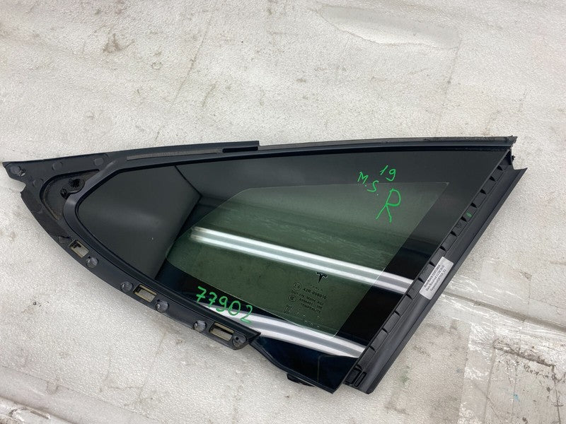 E6 43R-008010 ⭕ 2012-2020 Tesla Model S Rear Passenger Side Quarter Fixed Glass Right Assembly