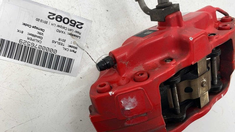 ⭕ 2012-2020 Tesla Model S Rear Driver Side Caliper Red w/ Brake Hose L