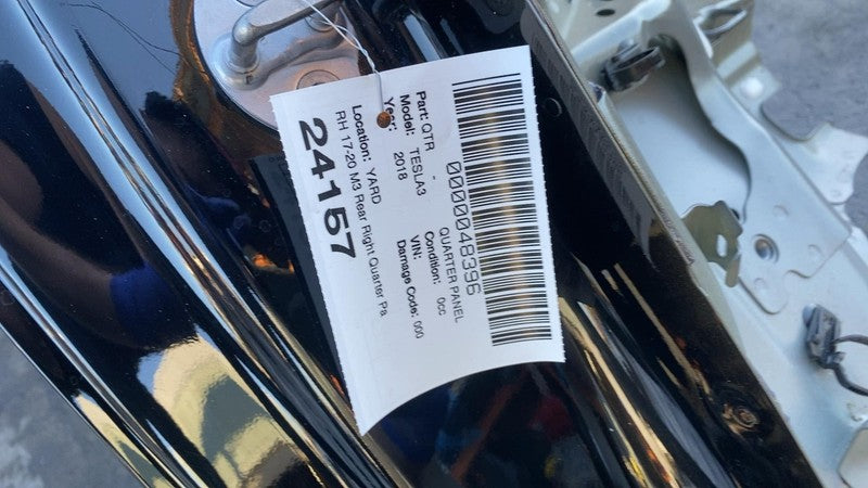 2017-2020 Tesla Model 3 Rear Right Quarter Panel Structural Cut Out Black - PBSB