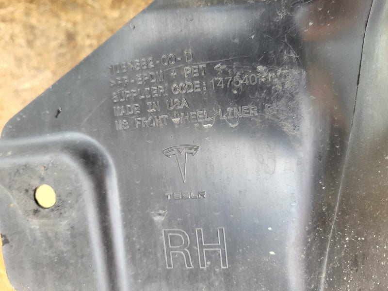 108158200D ⭕ 18-23 Tesla Model 3 Front Right Wheel Fender Liner Splash Shield 1081582-00-D