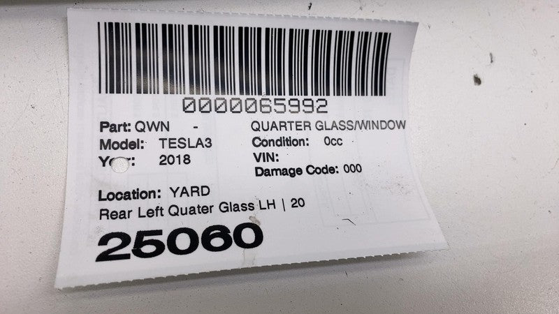 108070300C ⭕ 2017-2020 Tesla Model 3 Rear Left Quarter Fixed Window Glass LH 1080703-00-C